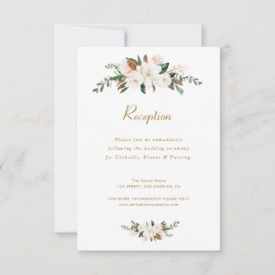 witte magnolia floral bruiloft RSVP kaartje