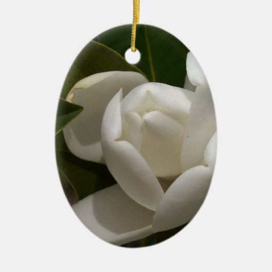 witte magnolia flower buis keramisch ornament (Voorkant)