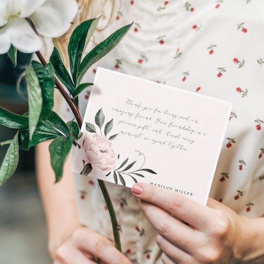 Witte  Magnolia Flower Gepersonaliseerde naam Notitiekaartje