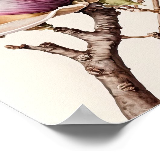 Witte Magnolia Flowers Art Print Poster (Hoek)
