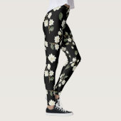 Witte Magnolia Flowers op zwarte Leggings (Rechts)