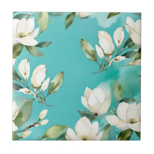 Witte Magnolia Garland met Eucalyptus Tegeltje