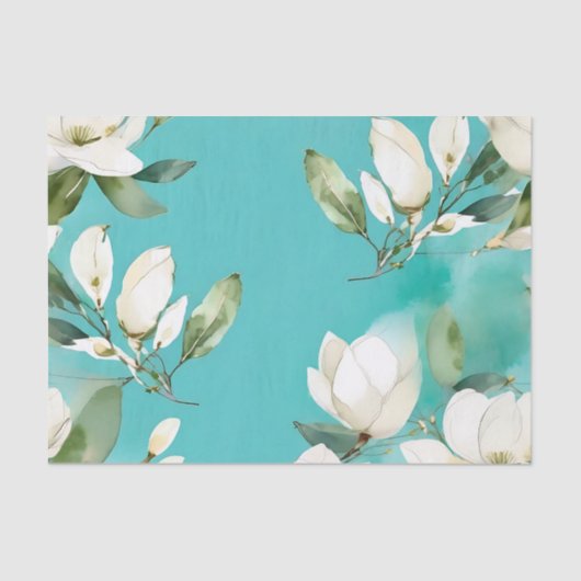 Witte Magnolia Garland met Eucalyptus Tissuepapier (Voorkant)