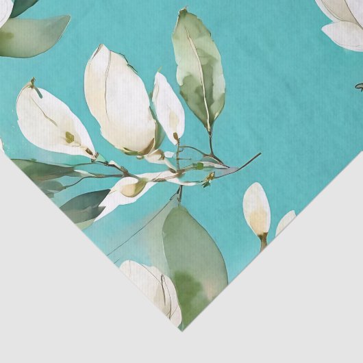 Witte Magnolia Garland met Eucalyptus Tissuepapier (Detail)