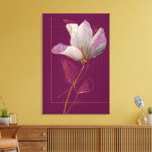 Witte Magnolia Goud Lijn Magenta Canvas Afdruk (Insitu (Woonkamer))