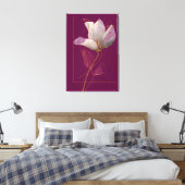 Witte Magnolia Goud Lijn Magenta Canvas Afdruk (Insitu (Slaapkamer))