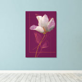 Witte Magnolia Goud Lijn Magenta Canvas Afdruk (Insitu (Houten vloer))