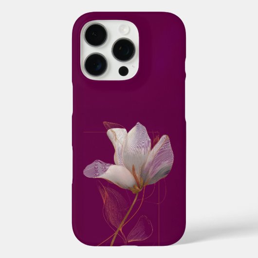 Witte Magnolia Goud Lijn Magenta Case-Mate iPhone Case (Achterkant)