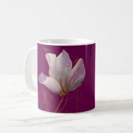 Witte Magnolia Goud Lijn Magenta Koffiemok
