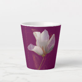 Witte Magnolia Goud Lijn Magenta Latte Mok
