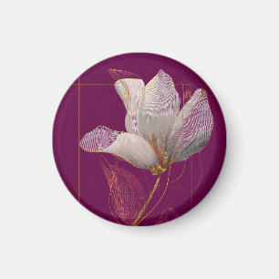 Witte Magnolia Goud Lijn Magenta Magneet