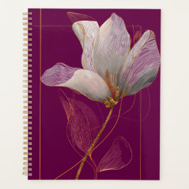 Witte Magnolia Goud Lijn Magenta Planner