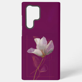 Witte Magnolia Goud Lijn Magenta Samsung Galaxy Hoesje