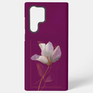 Witte Magnolia Goud Lijn Magenta Samsung Galaxy Hoesje