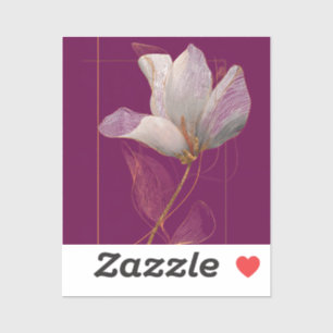 Witte Magnolia Goud Lijn Magenta Sticker