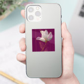 Witte Magnolia Goud Lijn Magenta Sticker (Telefoon)