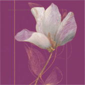 Witte Magnolia Goud Lijn Magenta Sticker (Voorkant)