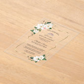 Witte Magnolia Goud Spaans Baby shower Acryl Uitnodigingen (Laagn)