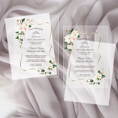 Witte Magnolia Goud Spaans Baby shower Acryl Uitnodigingen