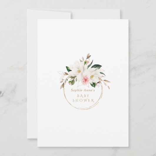 Witte Magnolia Gouden Cute Koala Baby Shower Kaart (Achterkant)