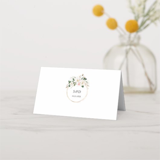 Witte Magnolia Gouden Trouw Tafelnummer   Plaatskaartje (Achterkant)