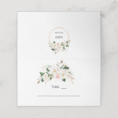 Witte Magnolia Gouden Trouwtafel Nummer Plaatskaartje (Buitenkant ongevouwen)