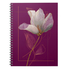 Witte Magnolia Goudlijn Magenta Notitieboek