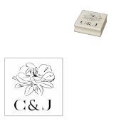 Witte Magnolia Illustratie Aangepaste Initialen Rubberstempel (Gestempeld)