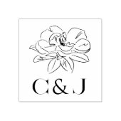 Witte Magnolia Illustratie Aangepaste Initialen Rubberstempel (Afrduk)