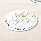 Witte Magnolia Illustratie Bruiloft Aangepaste Naa Ronde Kartonnen Onderzetter (Gebogen)