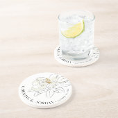 Witte Magnolia Illustratie Bruiloft Aangepaste Naa Zandsteen Onderzetter (Zijkant)