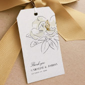Witte Magnolia illustratie bruiloft dank u Cadeaulabel