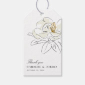 Witte Magnolia illustratie bruiloft dank u Cadeaulabel (Voorkant)