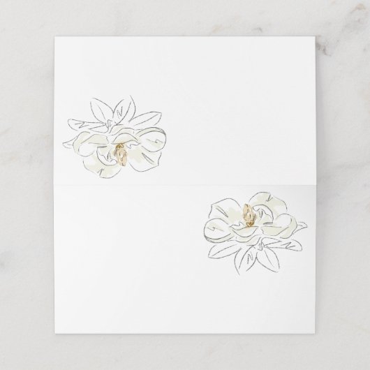 Witte Magnolia illustratie Minimale bruiloft blanc Plaatskaartje (Buitenkant ongevouwen)