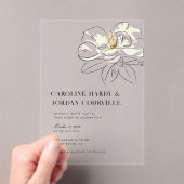 Witte Magnolia illustratie Moderne minimale bruilo Acryl Uitnodigingen (Insitu (Draagbaar))
