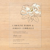 Witte Magnolia illustratie Moderne minimale bruilo Acryl Uitnodigingen (Voorkant)