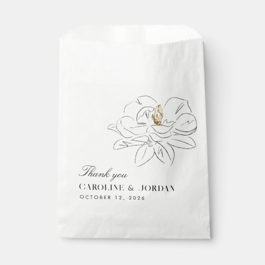 Witte Magnolia illustratie Moderne minimale bruilo Bedankzakje (Voorkant)
