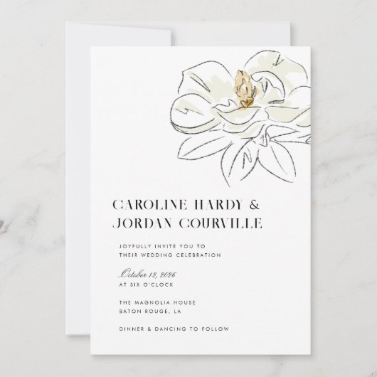 Witte Magnolia illustratie Moderne minimale bruilo Kaart (Voorkant)