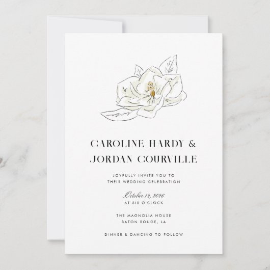 Witte Magnolia illustratie Moderne minimale bruilo Kaart (Voorkant)
