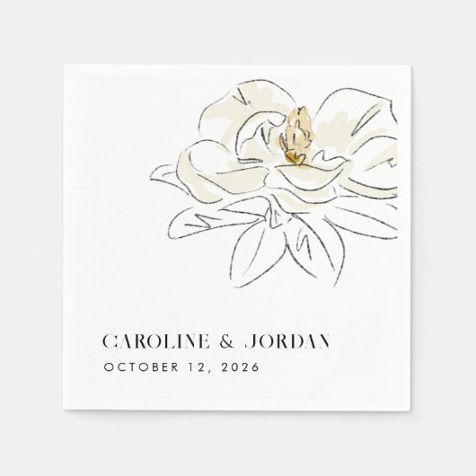 Witte Magnolia illustratie Moderne minimale bruilo Servet (Voorkant)