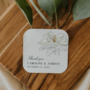 Witte Magnolia illustratie Moderne minimale bruilo Vierkante Sticker