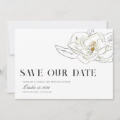 Witte Magnolia illustratie Moderne minimale foto Save The Date (Voorkant)