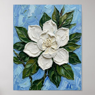Witte Magnolia Impasto I Vintage Schilderij Poster