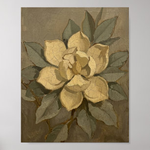 Witte Magnolia Impasto II Vintage Schilderij Poster
