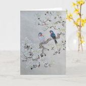 Witte Magnolia Kaart (Gele Bloem)