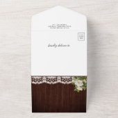 Witte Magnolia Metselwerk Pot Schuur Hout QR Code  All In One Uitnodiging (Buitenkant)
