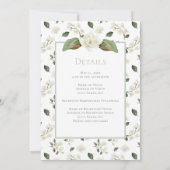 Witte Magnolia Minimale Traditionele Bloemige Brui Aankondiging (Achterkant)