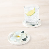 Witte Magnolia-Onderzetters, Koop 1 of een set van Zandsteen Onderzetter (Zijkant)