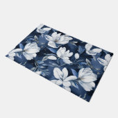 Witte Magnolia Patroon op middernacht achtergrond, Deurmat (Schuin)