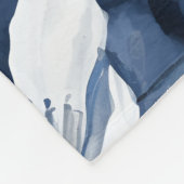 Witte Magnolia Patroon op middernacht achtergrond, Fleece Deken (Hoek)